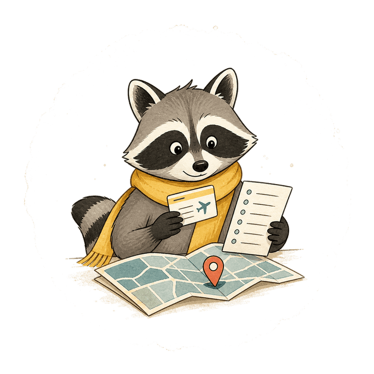 Hopway raccoon reading a map